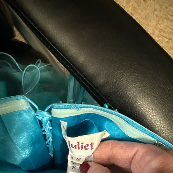 Light Blue Short Formal Dress – Beaded Corset Bodice - Picture 5 of 5